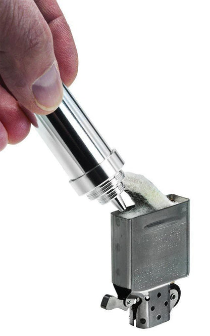 Zippo Fuel Canister filling a genuine Zippo Windproof Lighter inseert