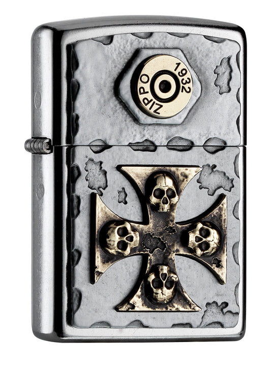 Vintage Cross Skull Windproof Lighter Design