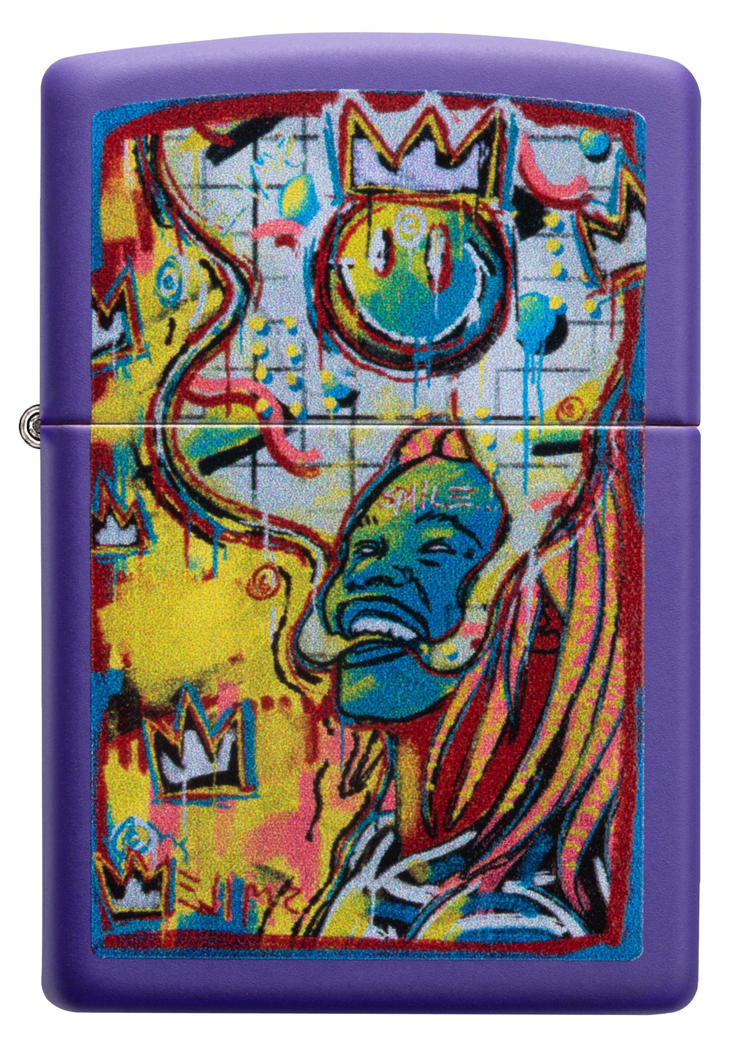 Abstract Smile Windproof Lighter Purple Matte Online Only