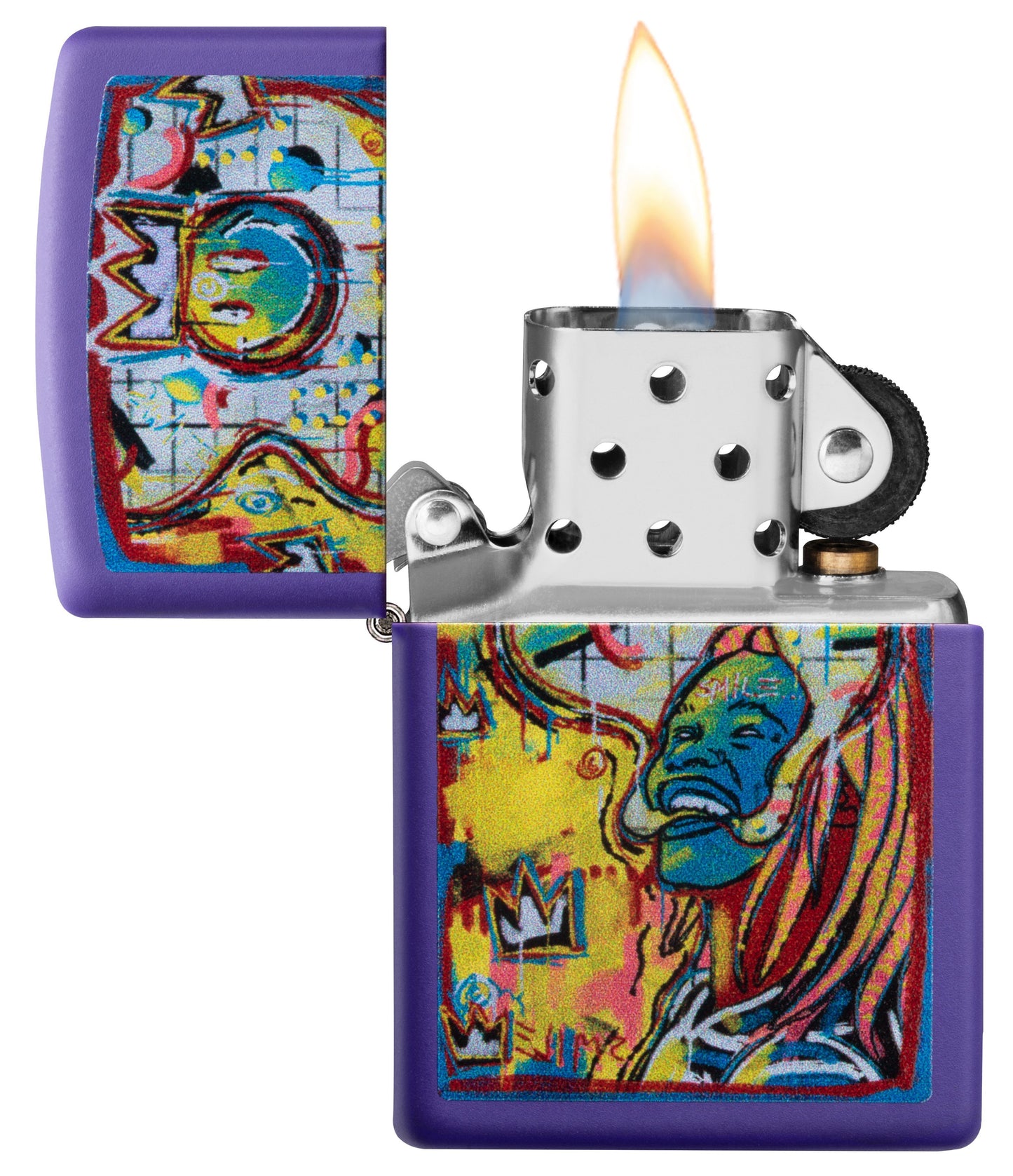 Abstract Smile Windproof Lighter Purple Matte Online Only