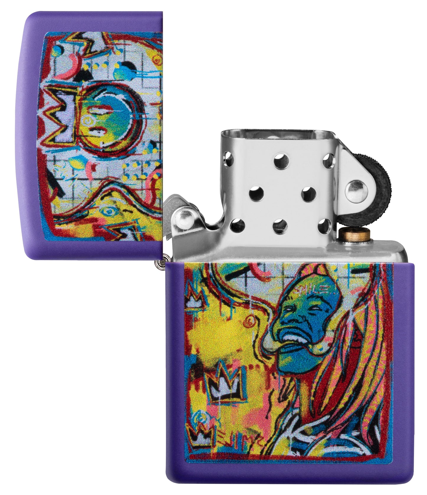 Abstract Smile Windproof Lighter Purple Matte Online Only