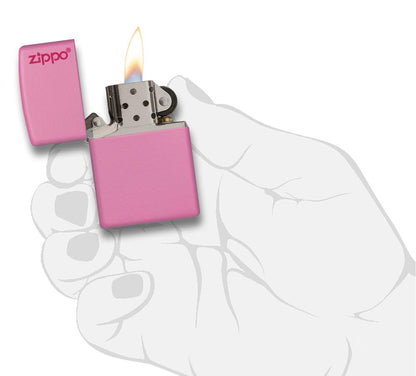 238ZL Pink Matte Lighter with Zippo Logo