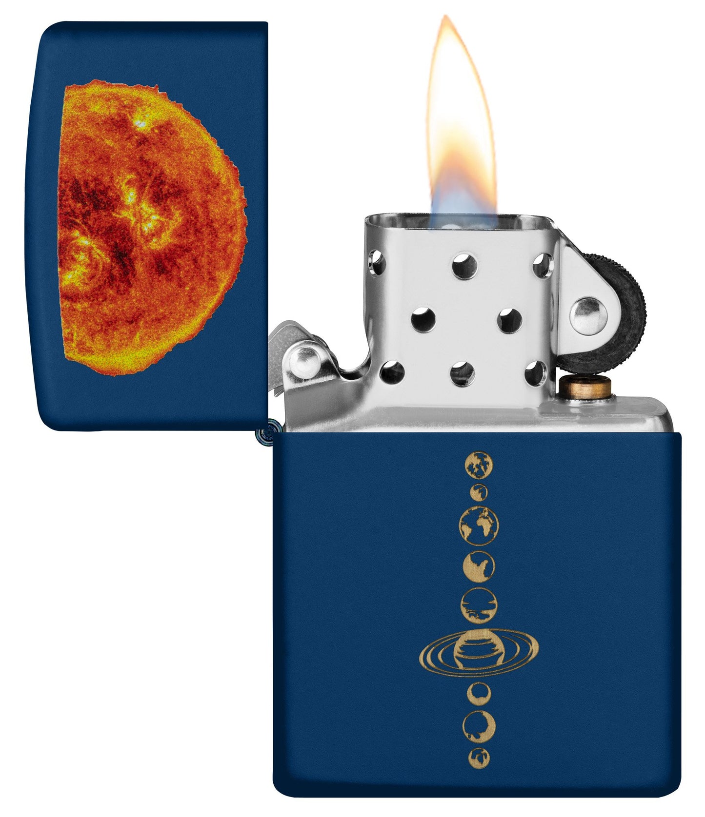 Solar System Navy Matte Colour Image Windproof Lighter