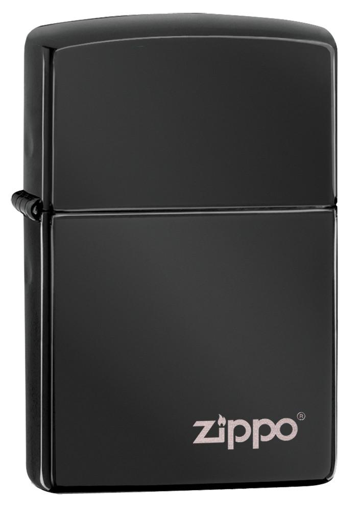 24756ZL, Ebony Zippo Logo, Laser Engrave, Ebony, Classic Case