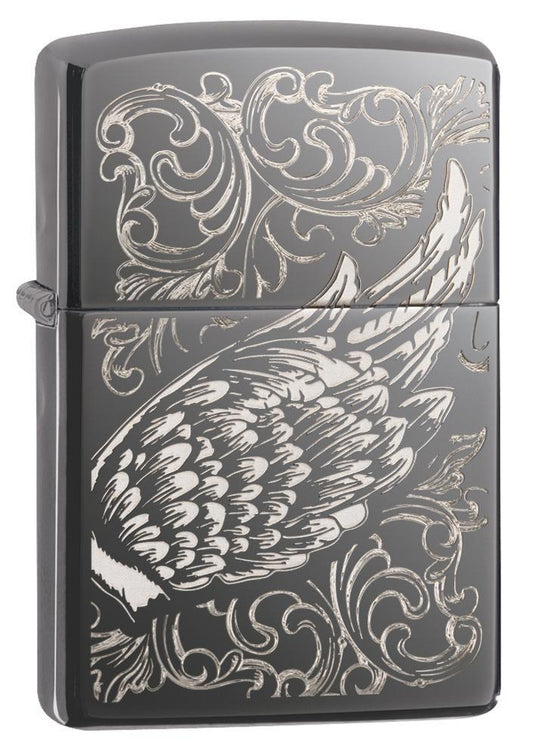 29881 Filligree Flame and Wing Design Zippo Windproof Lighter