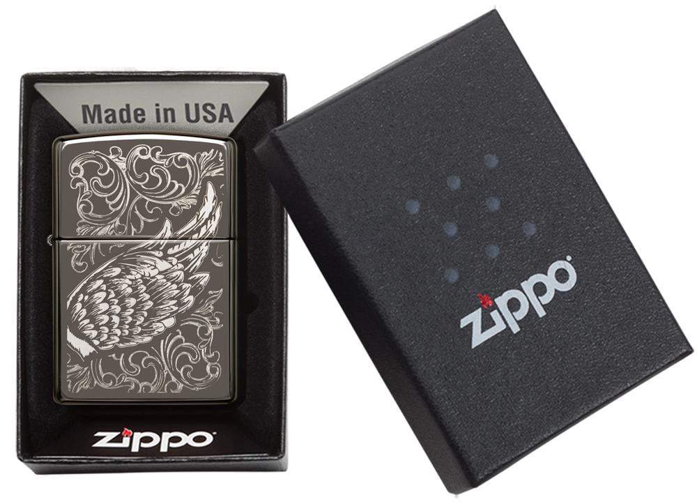 29881 Filligree Flame and Wing Design Zippo Windproof Lighter