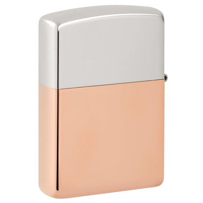 ¾ view of the Zippo Bimetal Case Copper storm lighter