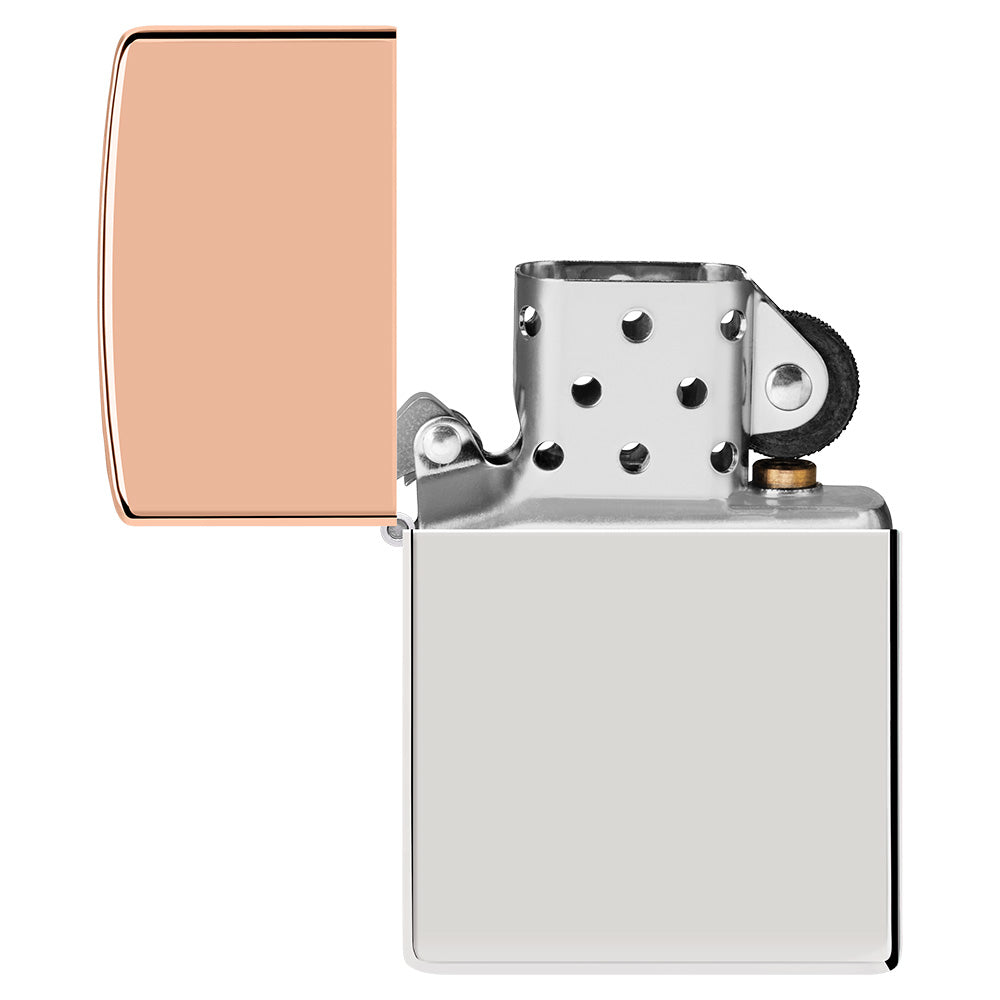 Front view of the unlit Zippo Bimetal Case Copper storm lighter