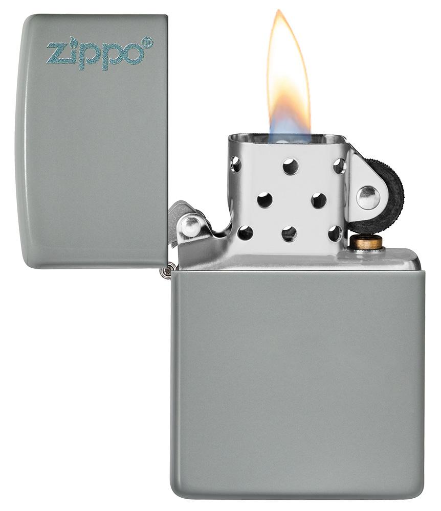 Classic Flat Grey Zippo Logo Windproof Lighter