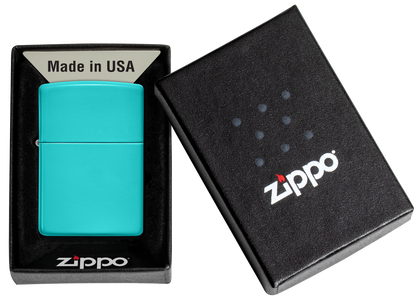 Briquet tempête Zippo Flat Turquoise dans sa boîte cadeau