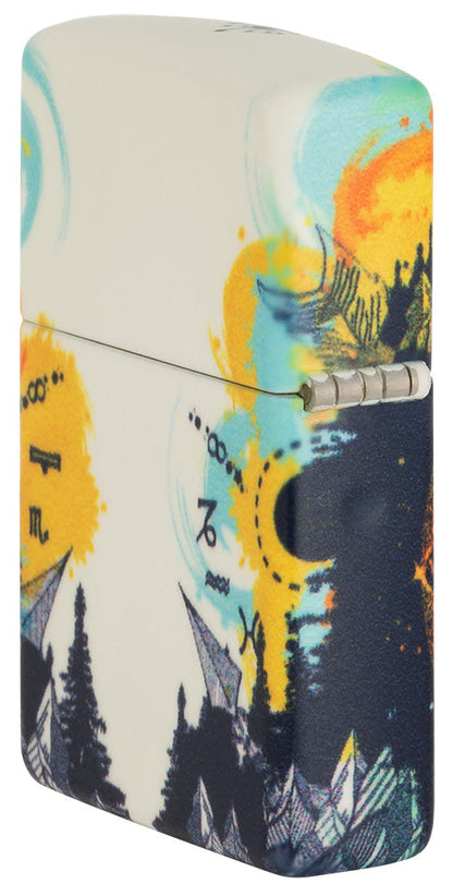 Zippo Lighter Side View Rear 540 Degree Design with Waymarker in Nature's Colourful Night Sky