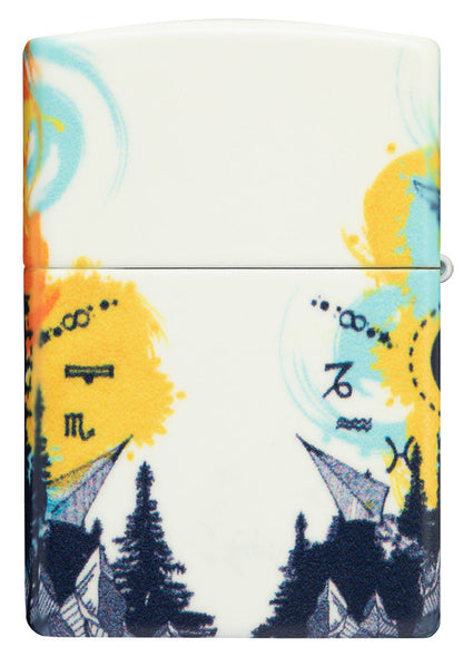 Zippo Lighter Rear View 540 Degree Design with Signpost in Nature's Colourful Night Sky