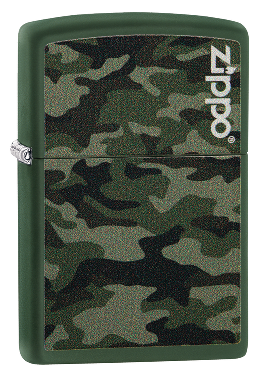 Vue de trois quarts du briquet tempête Zippo Camo and Zippo Design