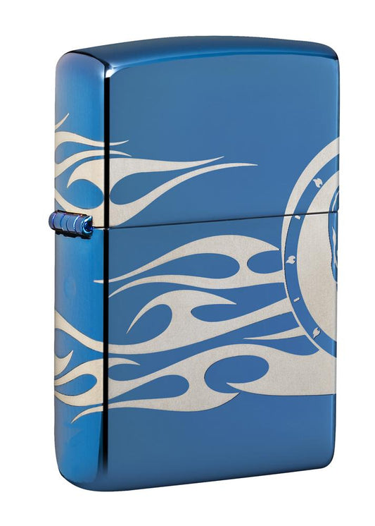 Tattoo Design High Polish Blue Windproof Lighter