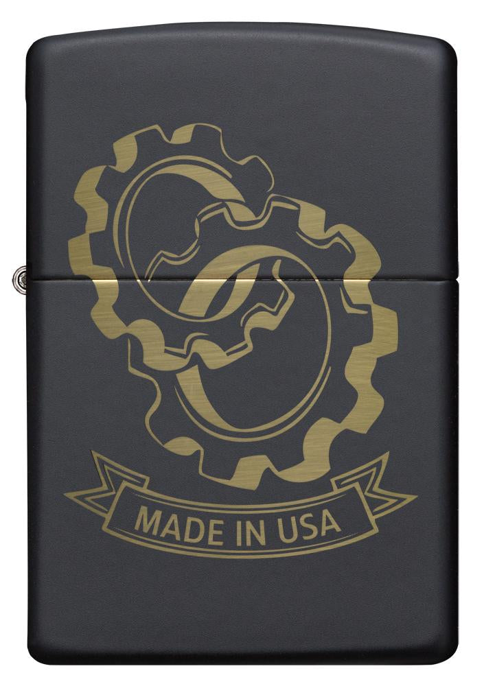 Cog Wheels Black Matte Windproof Lighter