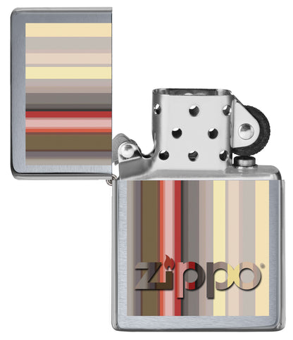 Vue de face du briquet tempête Zippo Stripes Design éteint, sans flamme