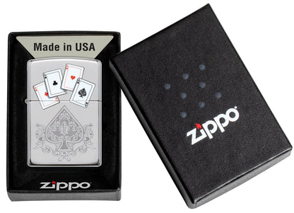 Briquet tempête Zippo Aces Design dans sa boîte cadeau