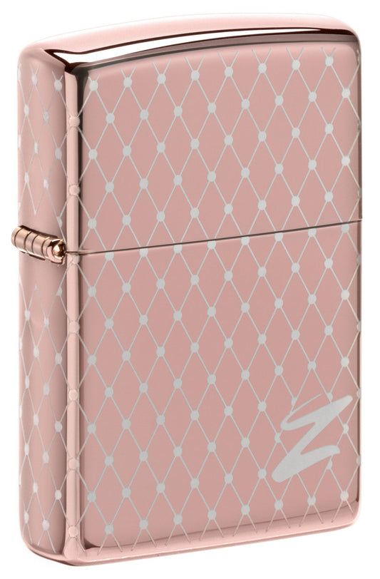  Net Pattern High Polish Rose Gold Windproof Lighter