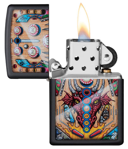 Pinball Black Matte Colour Image Design Windproof Lighter