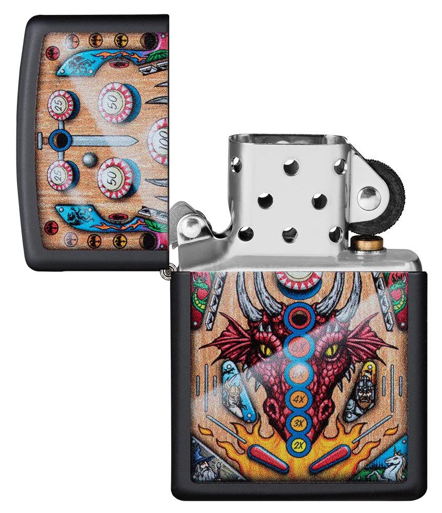 Pinball Black Matte Colour Image Design Windproof Lighter