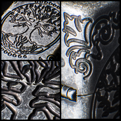 Armor® Tree of Life Windproof Lighter showing the deep carvings on the lighter